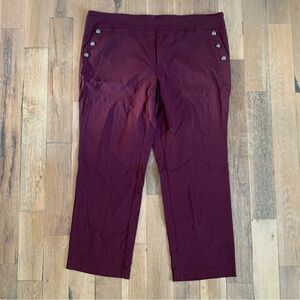 Roz & Ali Pants trouser Size 24W Burgundy Classic Fit Casual New
